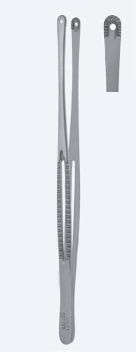 Пінцети, хірургічні, Mayo з отвором для шовного матеріалу, прямі, кінчик 7,3 мм, загальна довжина 230 мм. Бренд - Asanus Medizintechnik Gmb, Німеччина